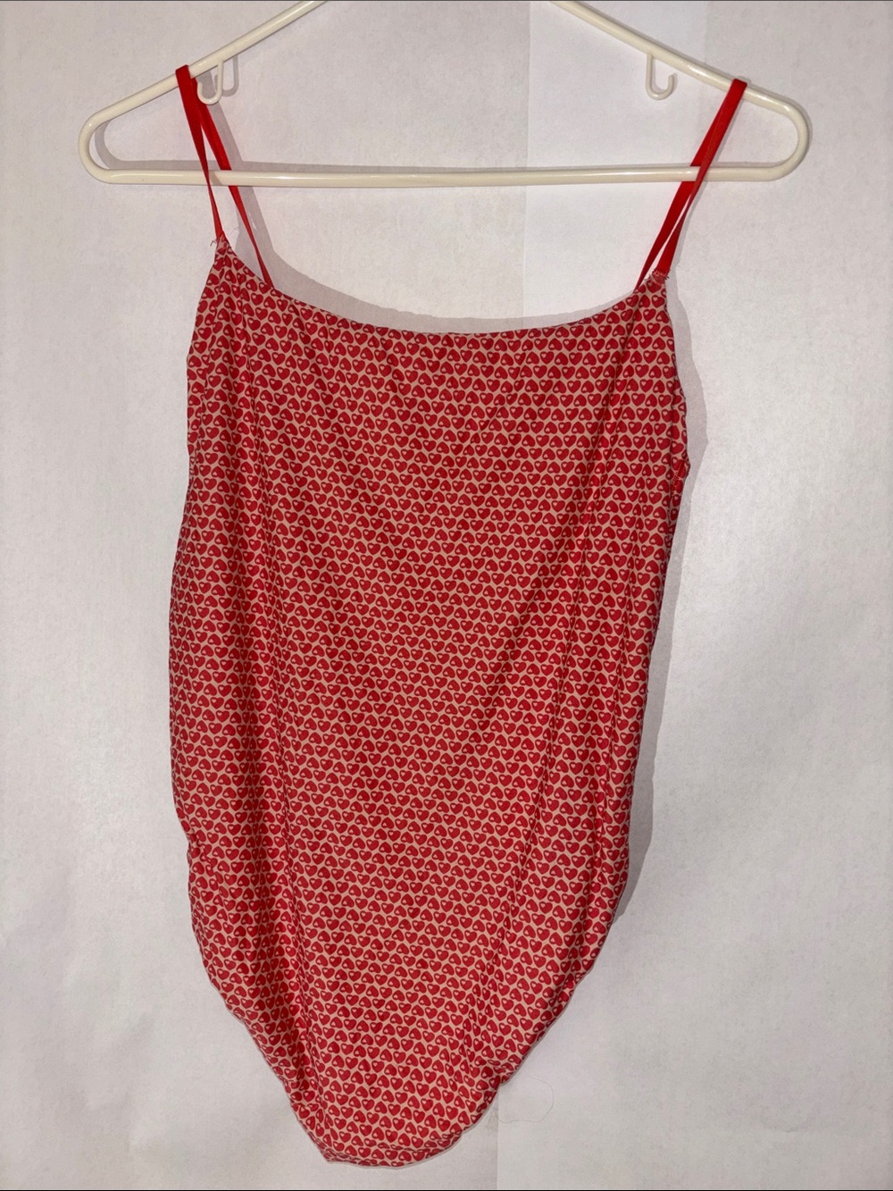 Red Printed Spaghetti Strap Women's Bodysuit